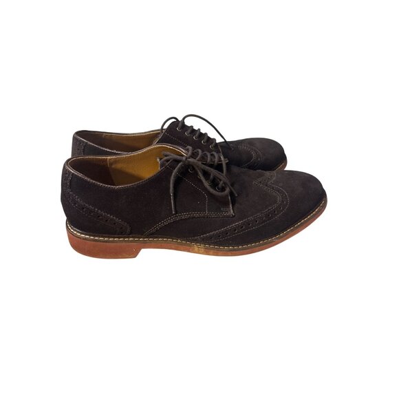 Cole Haan Mens 10 Brown Suede Wingtip Dress Shoes With Red Soles & Lace-Up Closu - Picture 3 of 7